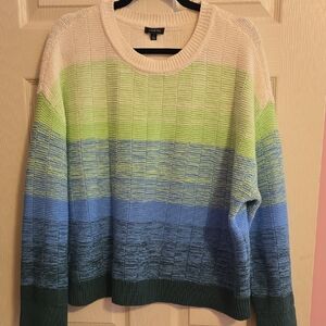 Talbots Cropped  Crewneck Sweater in Cream, Lime, Blue, and Forest Green XL